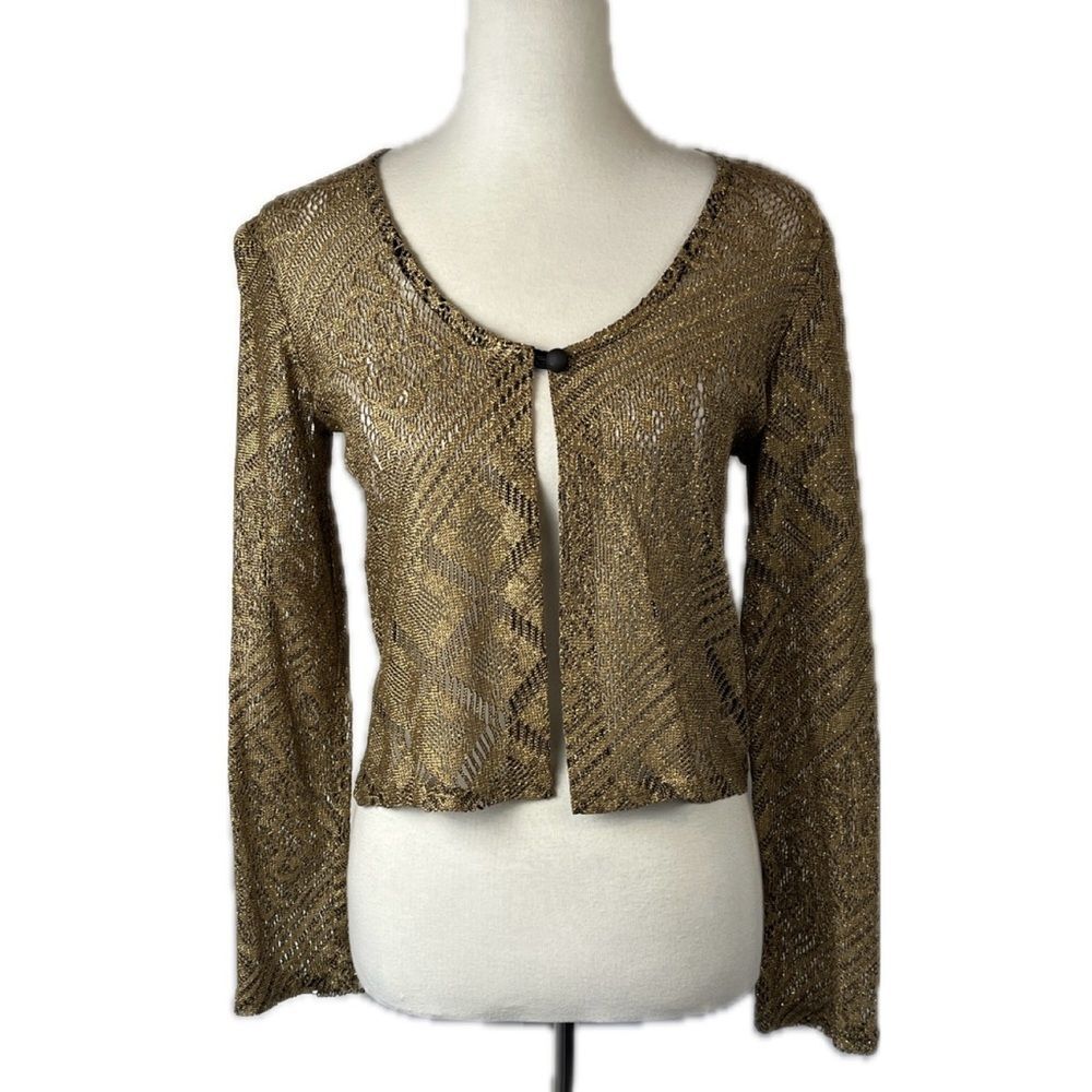 Vintage Be Smart Fairy 90s Y2K Gold Lace Cardigan No Sz Tag S EST Whimsigoth